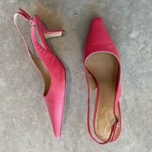 Vintage Sam Edelman Pink Slingback Heels Size 7 Y2K Coquette Kitten Heel